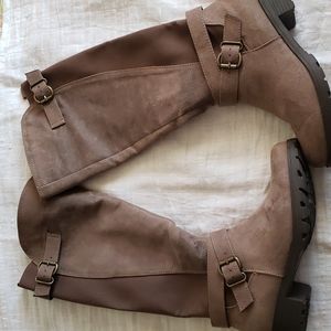 Faux suede boots